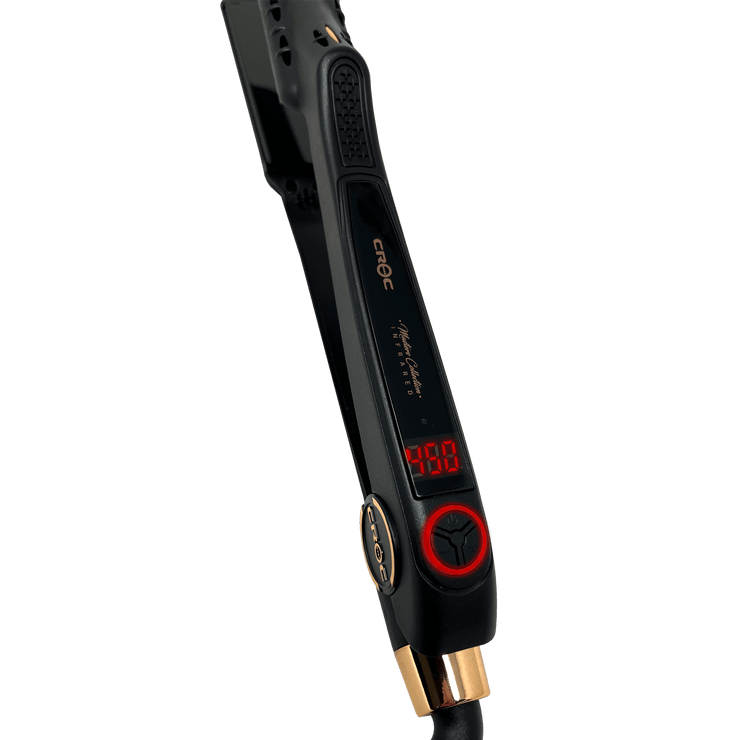 Adjustable digital temperature settings of the CROC® Masters Flat Iron in Fahrenheit and Celsius