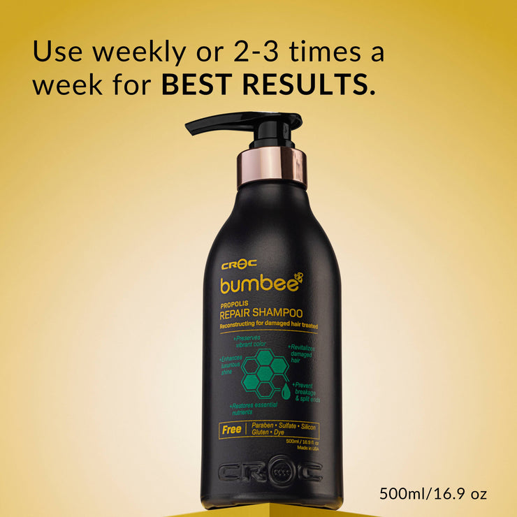 Bumbee Propolis Repair Shampoo and Treatment for best results. for best results: use weekly or 2-3 times a week.