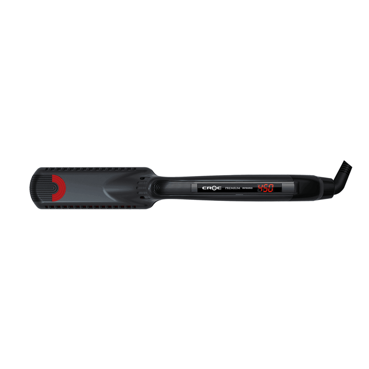 Ergonomic design with a deluxe thumb grip of Premium Infrared Flat Iron ensuring comfortable hair styling.