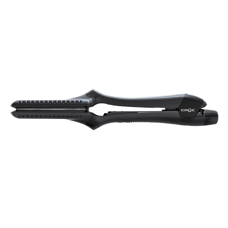 Curved barrel flat iron for smooth, kink-free curls and effortless straightening.