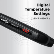 Digital temperature settings and dual voltage for versatile and global use of CROC Hair® Titanium Iron.
