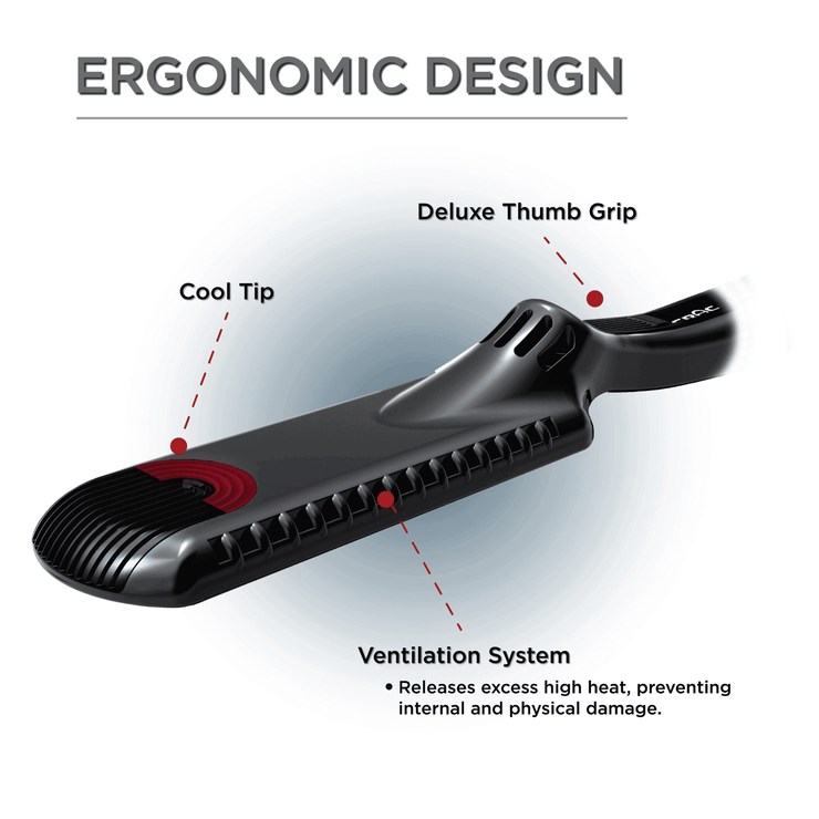 Advanced ventilation system in Premium Infrared Flat Iron releasing excess heat and preventing damage.