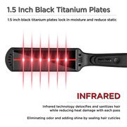 Anti-stick, Anti-Static, Anti-Damage Black Titanium Plates of CROC Hair® Flat Iron for a smooth one-pass glide.