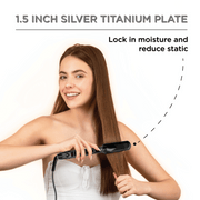 Advanced Technology Silver Titanium Hair Straightener 1.5" with precision heat settings for all hair types.