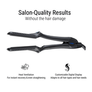 "CROC Premium Pico Black Titanium Flat Iron, a sleek hair straightener for professional styling.