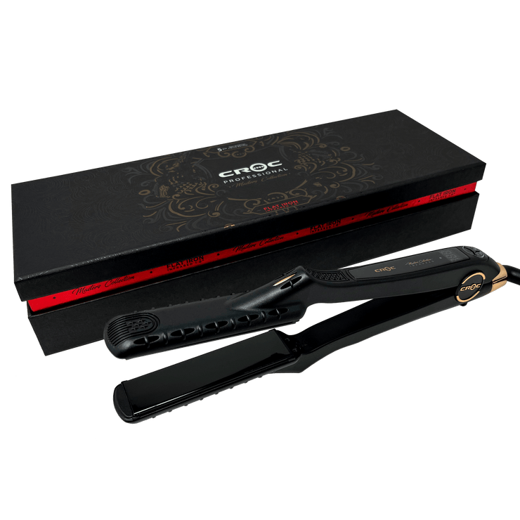 Built-in ceramic heaters for consistent heat and quick recovery in CROC® Titanium Flat Iron.