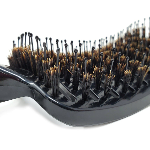  Vented hair brush with natural boar bristles for enhanced airflow and effective detangling during styling