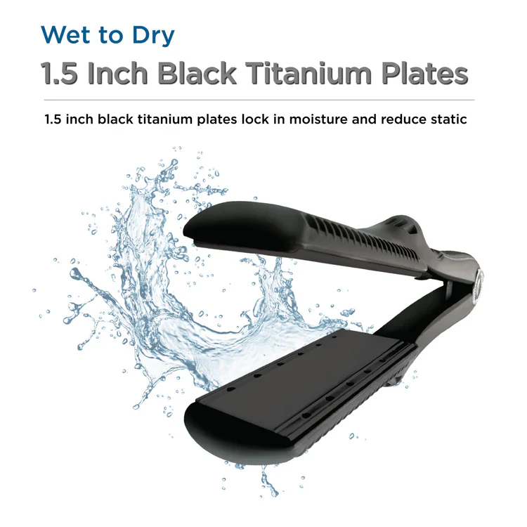 Premium Wet to Dry Black Titanium Flat Iron 1.5" — image 6