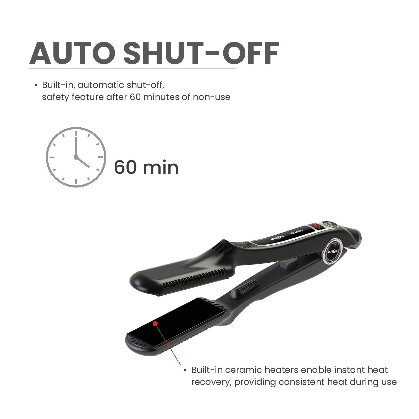 CROC Classic Silver Titanium Flat Iron 1.5" — image 2